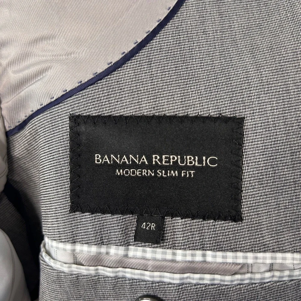 Banana Republic 42R Sport Coat Cotton Blend Grey Two Button Double Vented